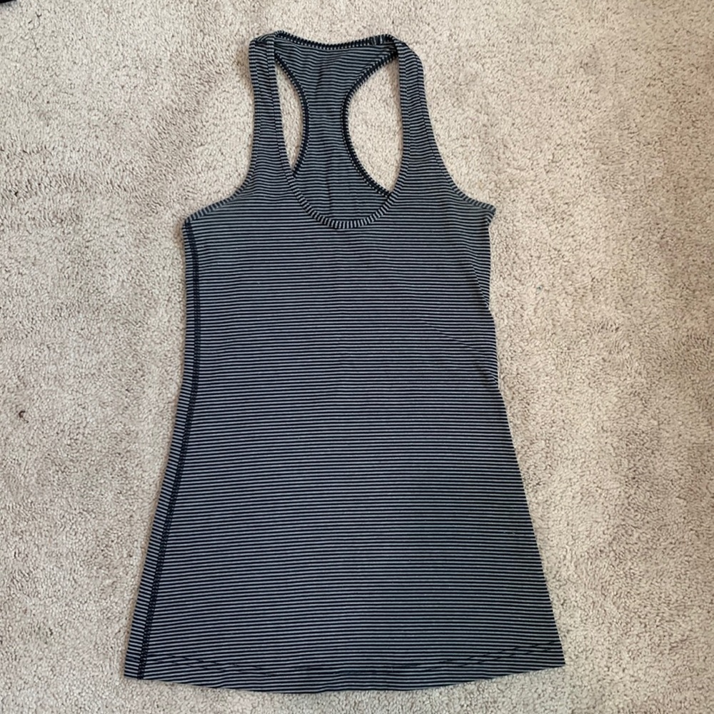 lululemon Cool Racerback CRB Mini Pop Stripe Black Heathered Slate Size 4